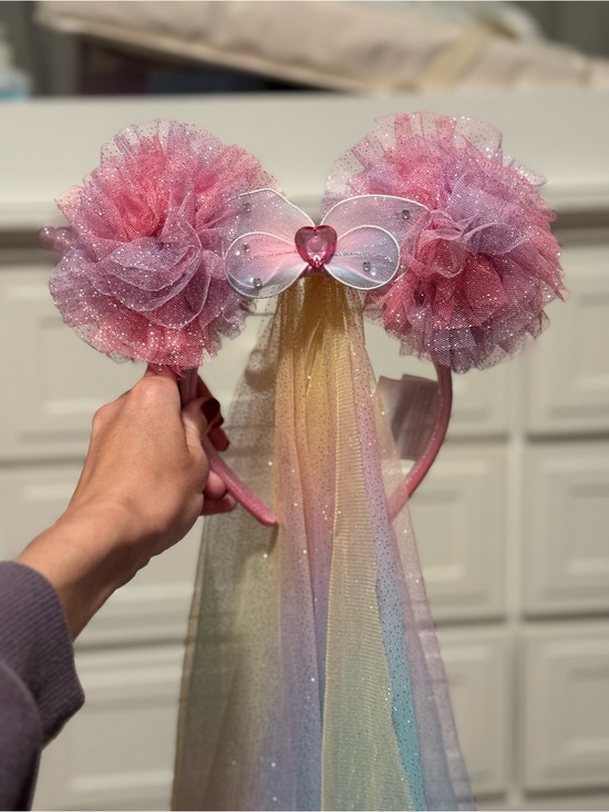 Disney Accessories - Disney Parks Rainbow Minnie Ears Veil Headband Pastel Princess Unicorn